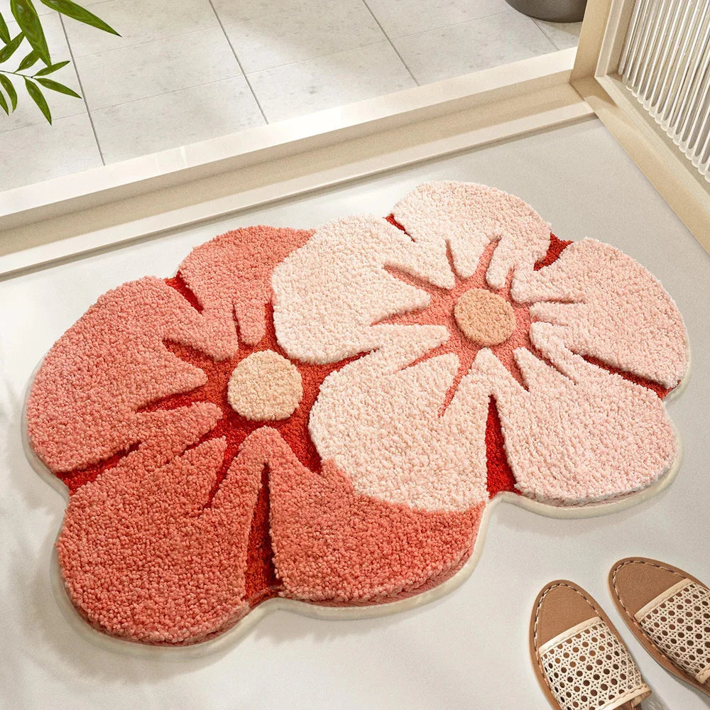 Navak Teppich, Blumenform, süße Badezimmermatten, Teppiche, Mikrofaser, getuftete Matte, süße, luxuriöse, flauschige, dicke Teppiche, hohe und niedrige Plüschteppiche, unregelmäßige Teppiche