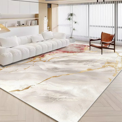 Navak Carpet Luxuriöser weißer Marmorteppich für Wohnzimmer, nordische Golddekoration, Heimteppich, rutschfeste, waschbare Teppiche für Schlafzimmer, Ins-Bodenmatte 러그