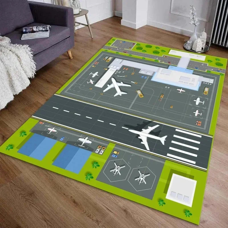 Navak Carpet Runway Airport Decor Rug Plane Apron Rug Kids Room Rug Boys Room Decor Playing Mat Birthday Gift Popular Area Floor Rug