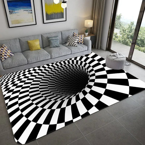 Navak Carpet 3D Vortex Illusion Teppich Eingangstür Bodenmatte Abstrakte geometrische optische Fußmatte Rutschfeste Bodenmatte Wohnzimmer Dekor Teppich