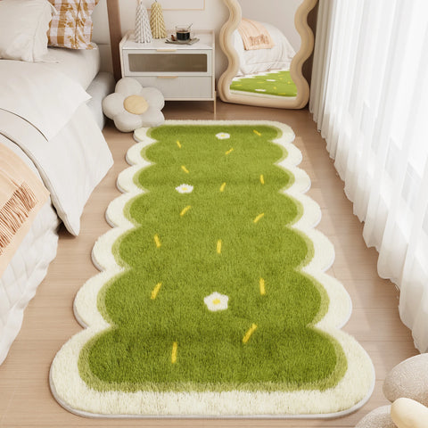 Navak Teppich Schachbrett-Teppiche für Wohnzimmer, niedlicher Schlafzimmer-Dekor-Teppich, flauschig, weich, unregelmäßig, Plüsch-Teppich fürs Bett, verdickte Bodenmatte