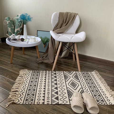 Navak Teppich, nordischer Teppich aus Baumwolle und Leinen, für Zuhause, Wohnzimmer, Sofa, Couchtisch, Decke, Schlafzimmer, Nachttisch, Bodenmatte, Fußmatte, maschinenwaschbar