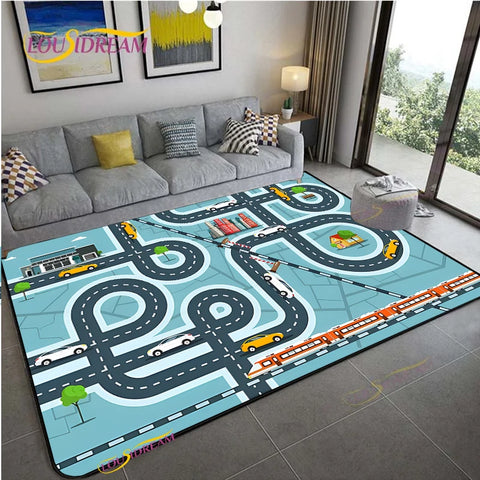 Navak Teppich Alfombra Straßenverkehrsroutenkarte Teppich Wohnzimmer Sofa Couchtisch Schlafzimmer Teppiche Küche Kinderspiel Anti-Rutsch-Bodenmatte Wohnkultur