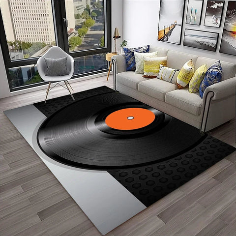 Navak Teppich, 3D-Retro-Vinyl-Schallplatte, Musikkunst, Teppich für Zuhause, Wohnzimmer, Schlafzimmer, Sofa, Fußmatte, Dekoration, Kinderspielbereich, rutschfeste Bodenmatte