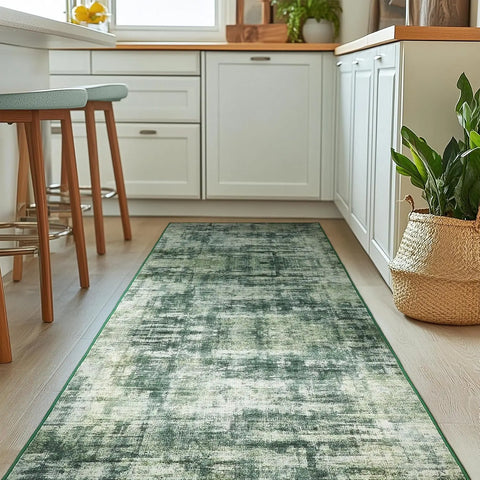 Navak Teppich, grüner Teppich, Wohnzimmer, waschbar, abstrakt, für Schlafzimmer, rutschfest, weicher Teppich, für den Innenbereich, fusselfreie Teppiche für das Esszimmer