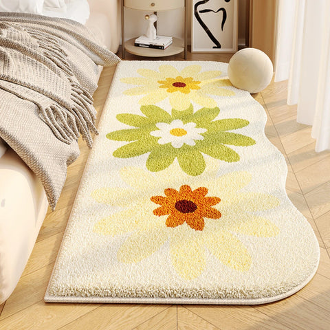 Navak Carpet Exclusive Picks Teppich für Schlafzimmer Flanell Nachttisch Teppich Nordisch Einfach Frische Blumen Schlafzimmer Wohnzimmer Sofa Teetisch Teppich