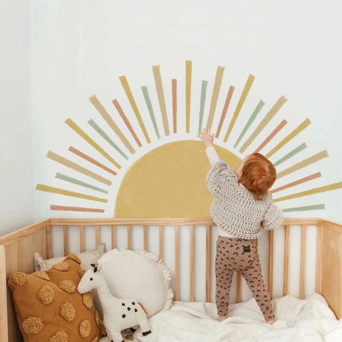 Navak Carpet 3D-Wandaufkleber im Boho-Stil mit Sonne für Kinderzimmer, selbstklebend, für Wohnzimmer, Schlafzimmer, Boho-Design, Wandkunst-Aufkleber