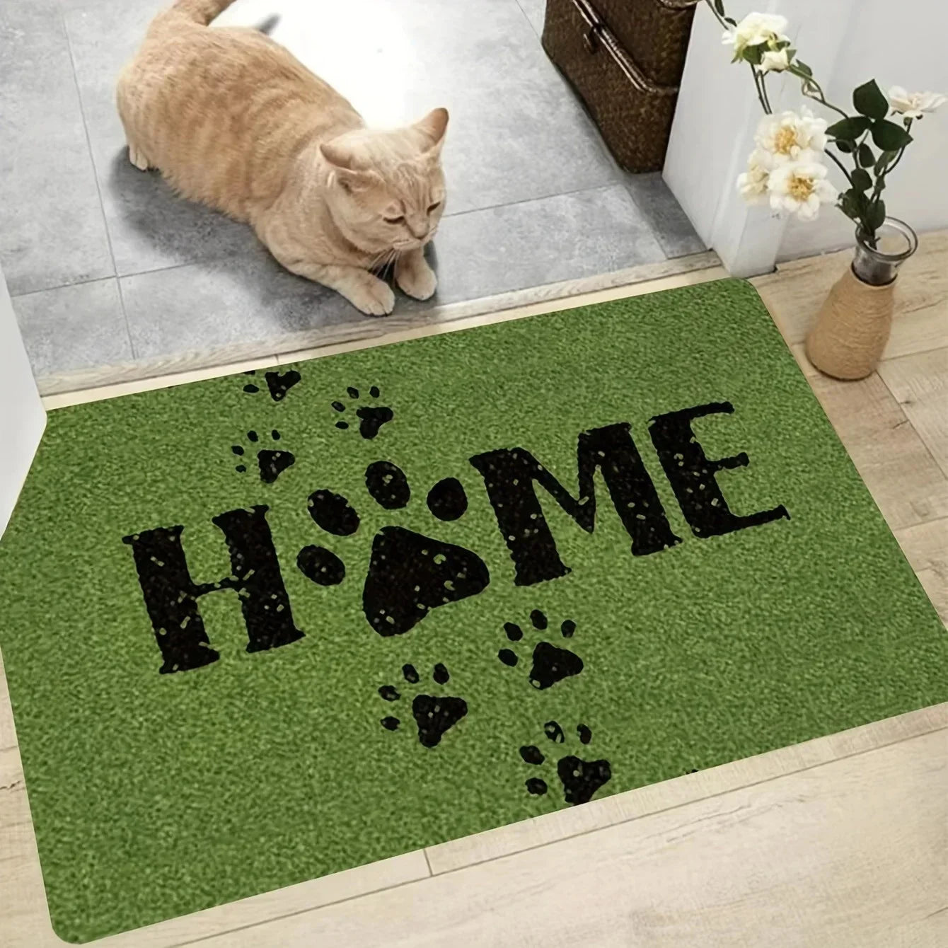 Navak Teppich mit Katzenpfoten-Aufdruck, Fußmatte für Zuhause, Willkommensmatte, Wohnzimmerteppich, rutschfeste Fußunterlage, Küchenteppich, Fußmatte, Eingangsmatte, Badematte