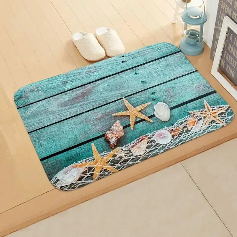 Navak Carpet Beach Seesternmuster Fußmatte Wohnzimmer Eingangsbereich Eingangsteppich Heimdekoration Küche Badezimmer saugfähige Bodenmatte