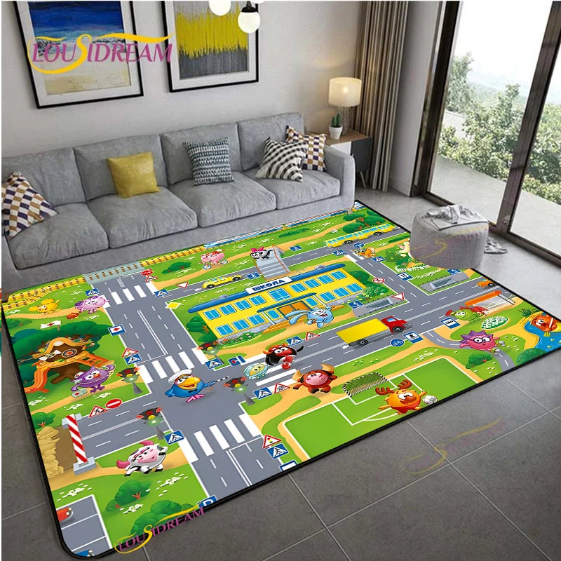 Navak Teppich Alfombra Straßenverkehrsroutenkarte Teppich Wohnzimmer Sofa Couchtisch Schlafzimmer Teppiche Küche Kinderspiel Anti-Rutsch-Bodenmatte Wohnkultur