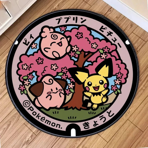 Navak Carpet Daily Picks Cute Pokemon Wartortle Round Rug for Living Room Decor Bedroom Rug Lounge Balcony Sofa Mat Swivel Chair Mat Kids Gift