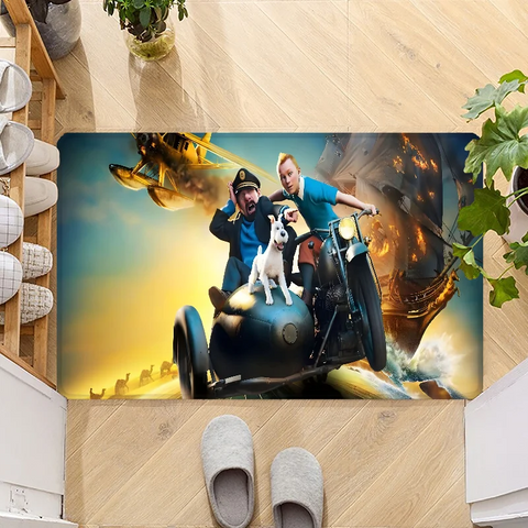 Navak Carpet Fußmatte mit dem Motiv „Die Abenteuer von Tim und Struppi“, rutschfest, waschbar, für Küche, Flur, Badezimmer, Badematten