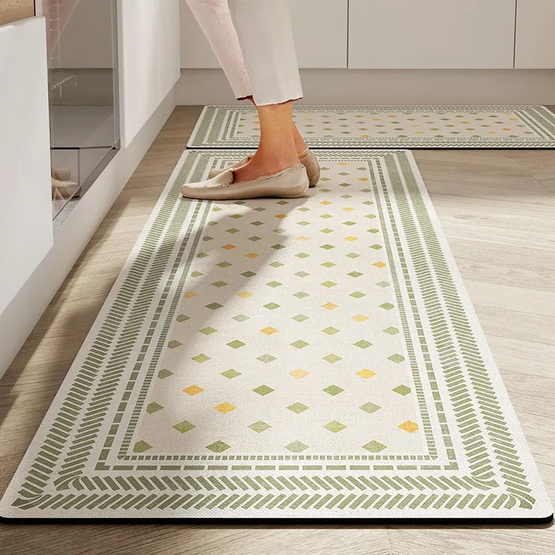 Navak Teppich, Küchenbodenmatte, rutschfest, ölbeständig, löschbarer Teppich, Leder, PVC, wasserdichter Teppich, beige Muster, Textur, Heimdekoration, Matten