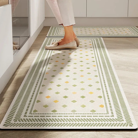 Navak Teppich, Küchenbodenmatte, rutschfest, ölbeständig, löschbarer Teppich, Leder, PVC, wasserdichter Teppich, beige Muster, Textur, Heimdekoration, Matten