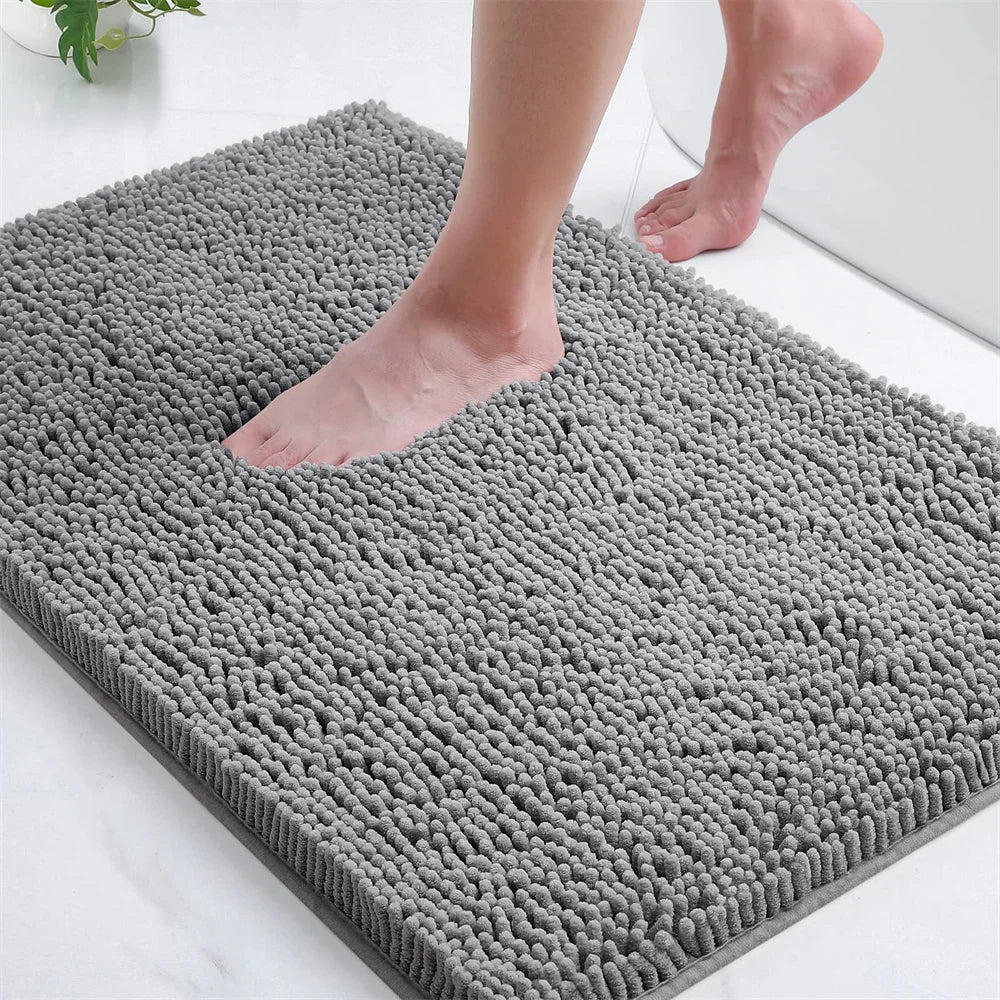 Navak Carpet Olanly Chenille-Badezimmerteppich, extra weich, zottelige Badematte, rutschfeste Badezimmer-Bodenmatte, wasserabsorbierende Plüsch-Mikrofaser-Teppiche für die Dusche