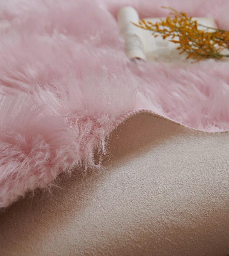 Navak Teppich, Kunstfell-Teppich, rosa, für Kinder, für Mädchen, Schlafzimmer, Nachttisch, Wohnzimmer, flauschig, pelzig, zottelig, Bodenmatten, Heimdekoration