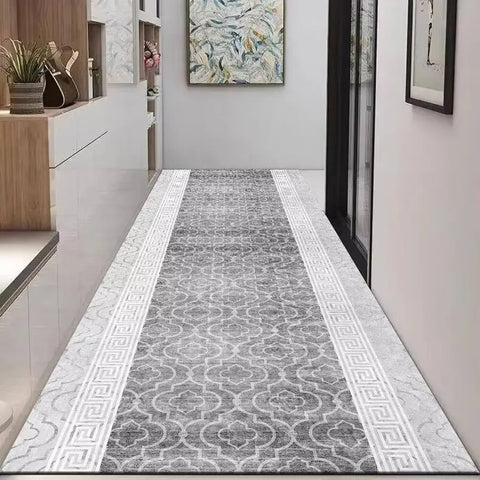 Navak Carpet Nordic Modern High-end Long Hallway Carpet Luxury Grey Corridor Runner Home Decoration Area Rug Hotel Aisle Non-slip Kitchen Mat