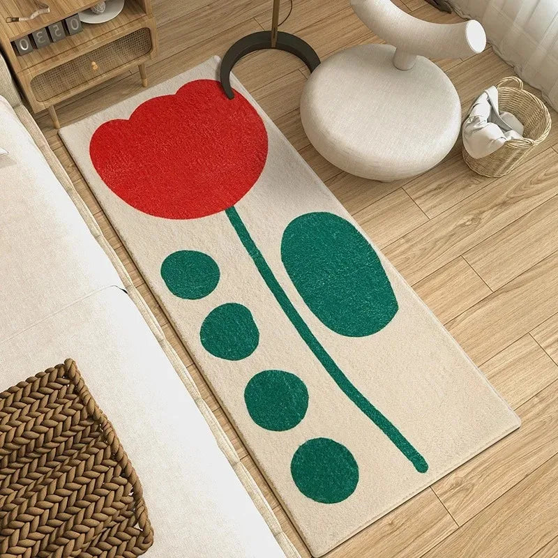 Navak Carpet Flower Bedroom Bedside Carpet Runner Rug Long Carpets Soft Fluffy Floor Mats Flowers Cute Sweet Girl Home Decoration Rugs