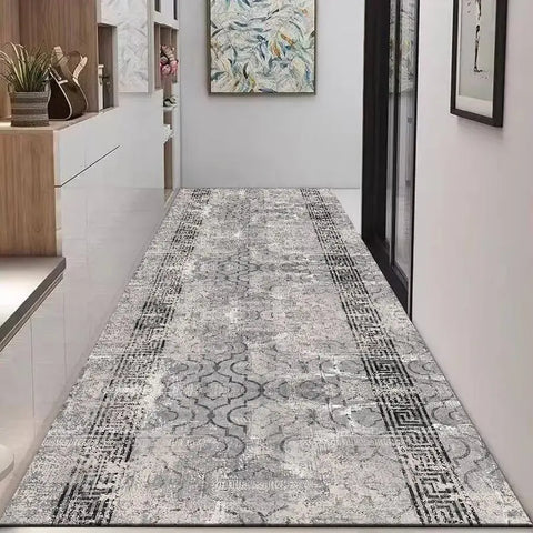 Navak Carpet Nordic Modern High-end Long Hallway Carpet Luxury Grey Corridor Runner Home Decoration Area Rug Hotel Aisle Non-slip Kitchen Mat