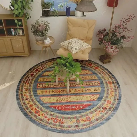 Navak Teppich, persischer Retro-Ethno-Stil, runder Wohnzimmerteppich, Couchtisch, Hängesessel, Drehstuhl, Bodenmatte, Schlafzimmer, Nachttischteppich