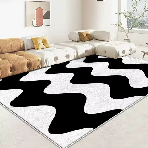 Navak Carpet Nordic style Living Room Carpet Black and White Minimalist Striped Home Decoration Bedroom Rug Coffee Table Non-slip soft Mat