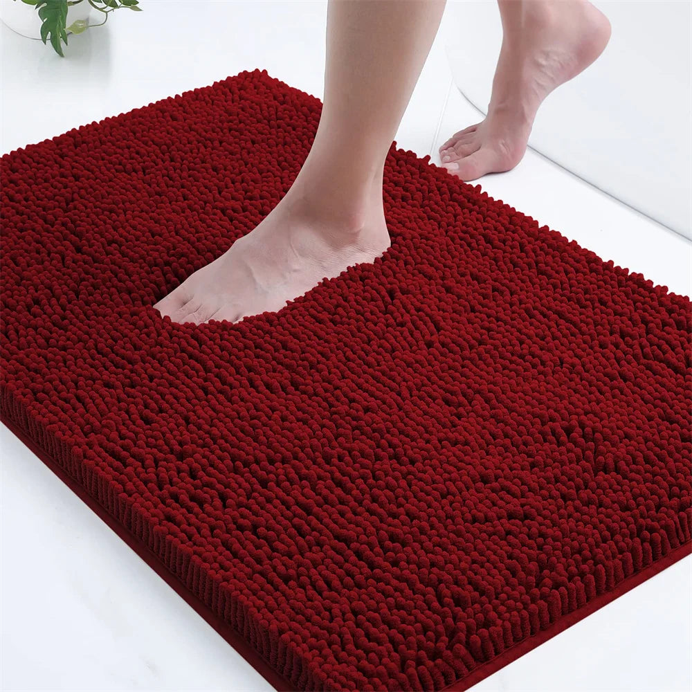 Navak Carpet Olanly Chenille-Badezimmerteppich, extra weich, zottelige Badematte, rutschfeste Badezimmer-Bodenmatte, wasserabsorbierende Plüsch-Mikrofaser-Teppiche für die Dusche