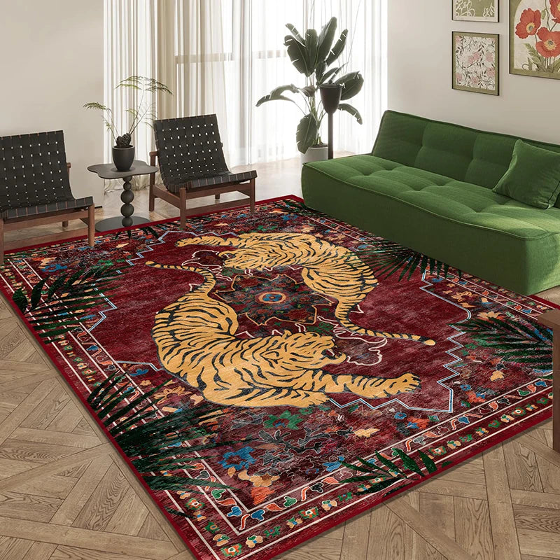 Navak Teppich, Dschungel-Tiger, Wohnzimmerteppich, botanischer Druck, Sofa, Couchtisch, Bodenmatte, Heimdekoration, Schlafzimmer, Nachttisch, maschinenwaschbar