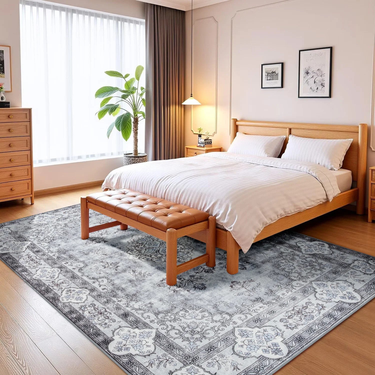 Navak Teppich, Teppiche für Wohnzimmer, elegant, floral, traditionell, Kunstwolle