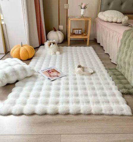 Navak Teppich, 1 Stück, Bubble-Plüsch-Teppich für Heimdekoration, Kaninchenhaar-Imitation, Balkonkissen, Kinder, Wohnzimmer, Kunstpelz, Teppich, Mädchen, Schlafzimmer, Fußmatte