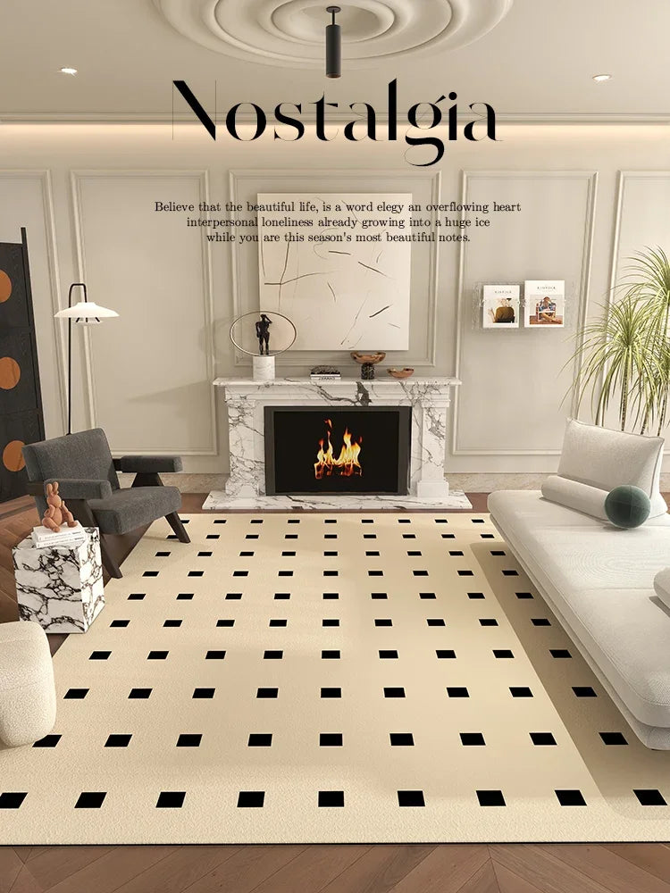 Navak Carpet Teppiche im nordischen Stil für Schlafzimmer, flauschig, weich, Wohnzimmerdekoration, Plüschteppich, moderner minimalistischer Arbeitszimmerteppich, dicke karierte Bodenmatte