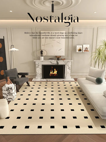 Navak Carpet Teppiche im nordischen Stil für Schlafzimmer, flauschig, weich, Wohnzimmerdekoration, Plüschteppich, moderner minimalistischer Arbeitszimmerteppich, dicke karierte Bodenmatte