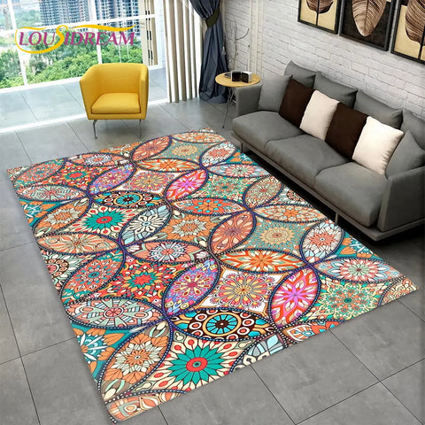 Navak Carpet Bohemia Mandala Geometrischer Teppich, Teppich für Zuhause, Wohnzimmer, Schlafzimmer, Sofa, Fußmatte, Küchendekor, rutschfeste Fußmatten für Kinder