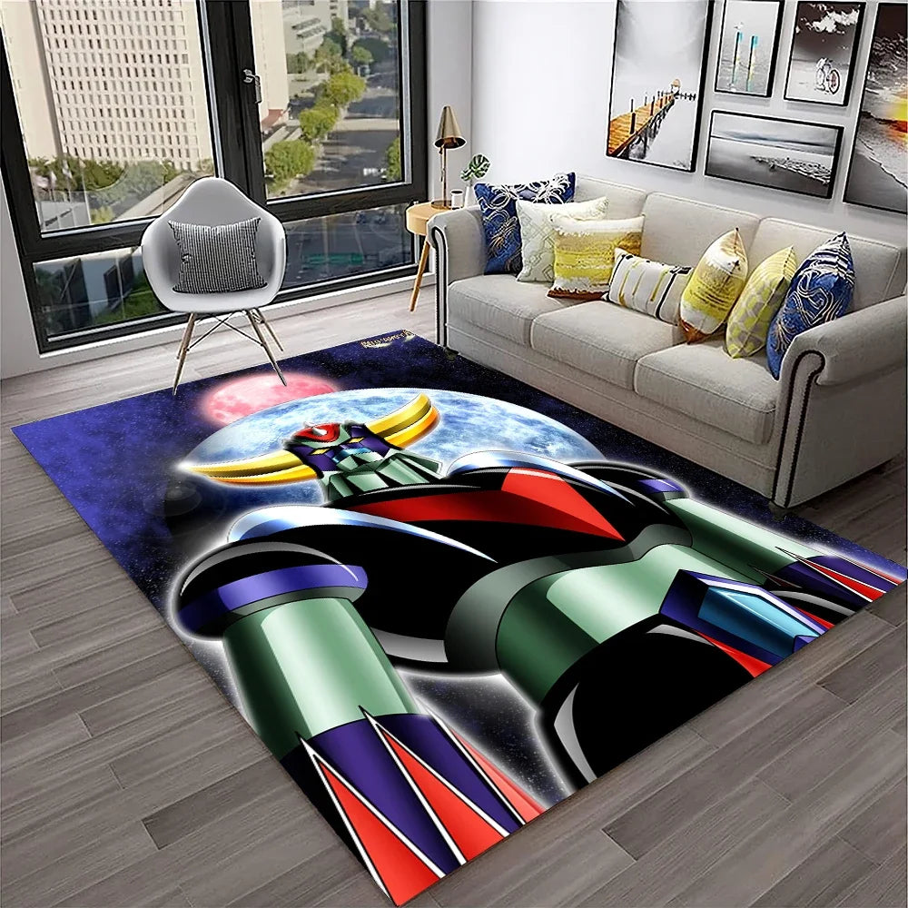 Navak Teppich, 3D-Cartoon-UFO-Roboter Grendizer, Anime-Teppich für Zuhause, Wohnzimmer, Schlafzimmer, Sofa, Fußmatte, Dekor, Kinderbereich, rutschfeste Bodenmatte