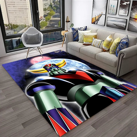 Navak Teppich, 3D-Cartoon-UFO-Roboter Grendizer, Anime-Teppich für Zuhause, Wohnzimmer, Schlafzimmer, Sofa, Fußmatte, Dekor, Kinderbereich, rutschfeste Bodenmatte