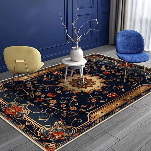 Navak Teppich im persischen Stil, luxuriöser Teppich für Wohnzimmer, Senior, rutschfest, goldener Rand, Schlafzimmer-Dekoration, weich, leicht zu reinigen, Eingangstürmatte