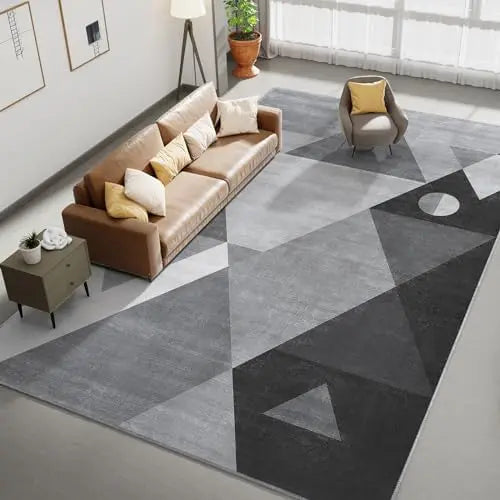 Navak Carpet HOMFINE Waschbarer moderner Teppich – Geometrischer Stil für Wohnzimmer, Schlafzimmer, maschinenwaschbarer Teppich, weich, rutschfest, nicht scheuernd