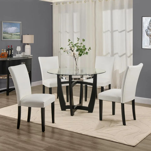 Navak Carpet 2er-Set Parsons Esszimmerstühle – Mit Kunstleder gepolsterte Beistellstühle mit Beinen aus Massivholz für Ess- und Wohnzimmer