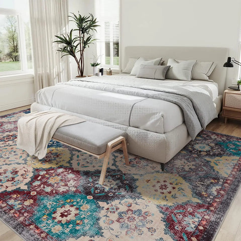 Navak Carpet Großer Vintage-Perserteppich – maschinenwaschbar, rechteckig, weich, für Wohnzimmer, Schlafzimmer, Küche, Büro, rutschfest, nicht rutschend