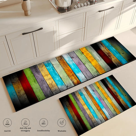 Navak Teppich Holzmaserung Küchenteppich Schlafzimmer Eingangsbereich Fußmatte Rutschfest Wohnzimmer Bodendekor Waschbarer Teppich Home Flur Hochwertige Fußmatte