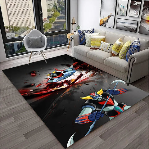 Navak Teppich, 3D-Cartoon-UFO-Roboter Grendizer, Anime-Teppich für Zuhause, Wohnzimmer, Schlafzimmer, Sofa, Fußmatte, Dekor, Kinderbereich, rutschfeste Bodenmatte