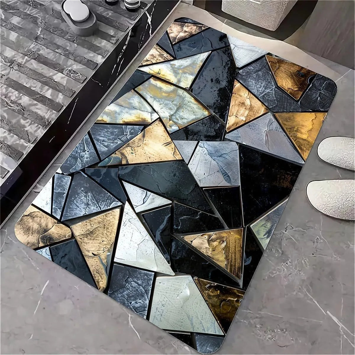 Navak Carpet Modern Simple Stone Kieselgur Badematte Badezimmerteppich Saugfähige rutschfeste Fußmatten Schnelltrocknende Dusch-Toilettenunterlage Fußmatte