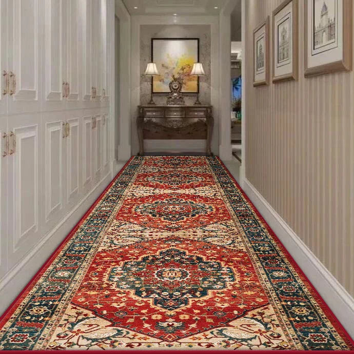 Navak Carpet Persian Retro Long Corridor Carpet Living Room Decoration Home Anti Slip Hallway Runner Rugs Hotel Stairs Passageway Custom Mat