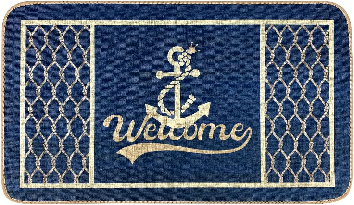 Navak Carpet SHIYUE Fußmatte für Boote, Willkommen an Bord, Matten, nautischer Küstenteppich für den Außenbereich, Heimboote, Eingangsseil, vorne, innen, außen, Eingang