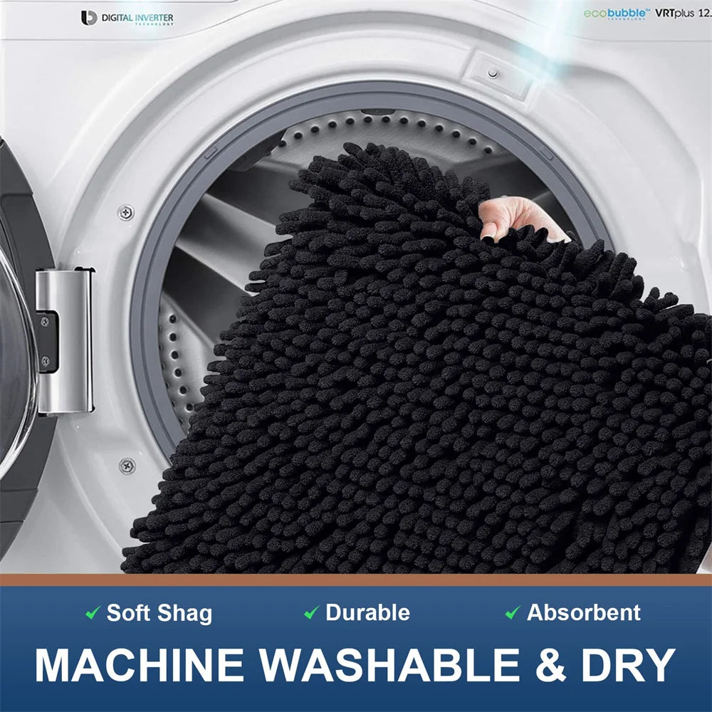 Navak Carpet Olanly Chenille-Badezimmerteppich, extra weich, zottelige Badematte, rutschfeste Badezimmer-Bodenmatte, wasserabsorbierende Plüsch-Mikrofaser-Teppiche für die Dusche