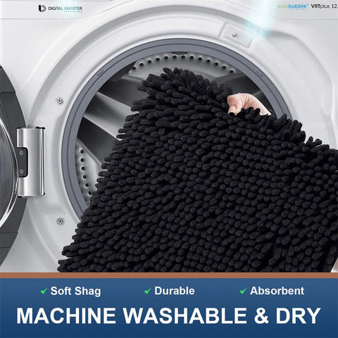 Navak Carpet Olanly Chenille-Badezimmerteppich, extra weich, zottelige Badematte, rutschfeste Badezimmer-Bodenmatte, wasserabsorbierende Plüsch-Mikrofaser-Teppiche für die Dusche