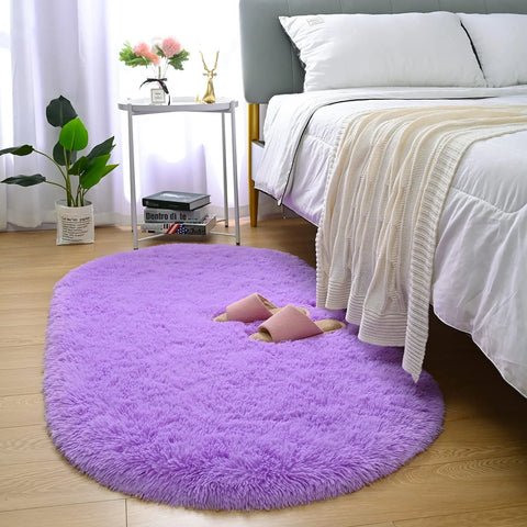 Navak Teppich, flauschiger Plüschteppich, Ellipse, für Kinderzimmer, Wohnzimmer, Sofa, Balkon, weicher, seidiger Teppich, Mädchenzimmer, Heimdekoration
