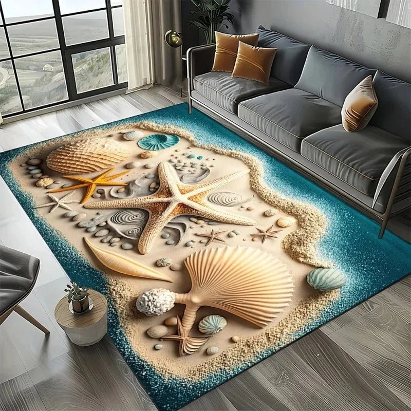 Navak Carpet 3D-Strandmuschel-Teppich für Kinderspielbereich und Schlafzimmer, rutschfestes Dekor