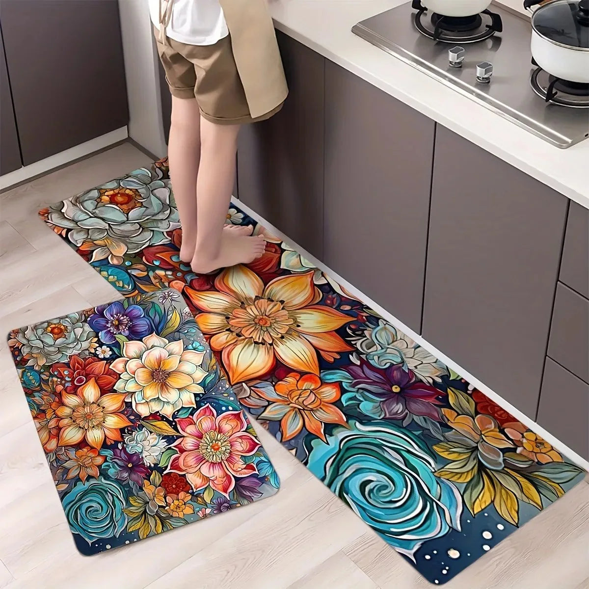 Navak Carpet 1PC Küchenteppich mit Charaktermuster, rutschfeste Fußmatten für Zuhause, Pop-Design, Badezimmerteppiche, Badematte, Teppich für Waschbecken, Wäschedekor