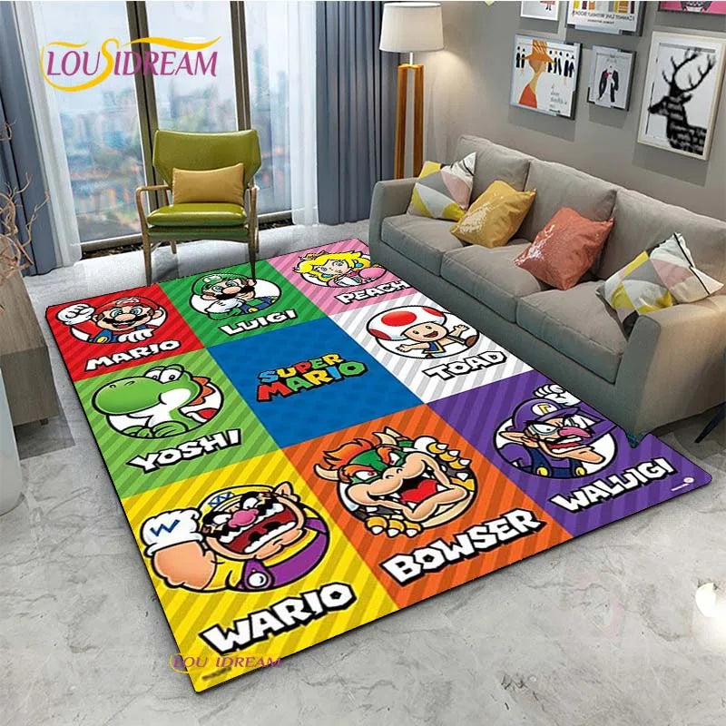 Navak Teppich Mario Cartoon Anime Teppich für Wohnzimmer Schlafzimmer Niedliche Teppiche Tisch Küchentür Kinder Rutschfeste Fußmatten Alfombra Geburtstagsgeschenk