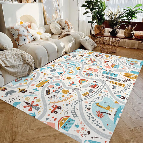 Navak Teppich Kinder Spielmatte, rutschfeste Flanell-Teppiche für Kinderzimmer, Zuhause, Wohnzimmer, Schlafzimmer, Küche, Teppich, maschinenwaschbare Bodenmatte